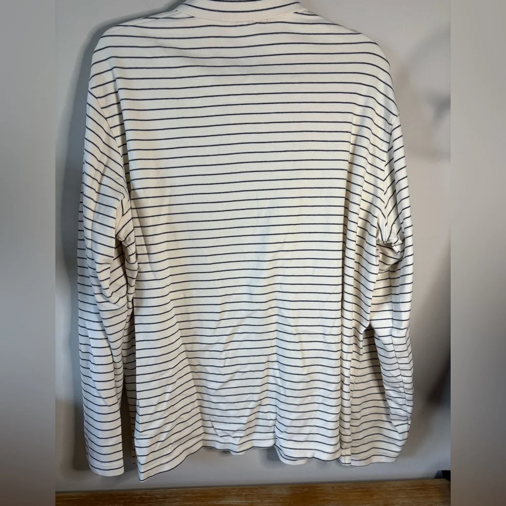Polo Ralph Lauren cream and Blue Striped Cotton Polo Shirt Mens XL‎